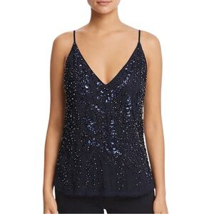 Elie Tahari Zendaya Silk Beaded Camisole Top Navy Blue NWT XS